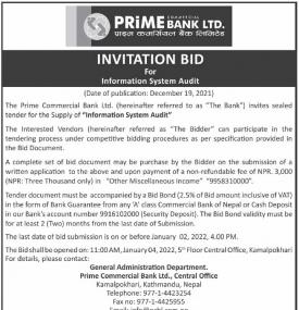 Invitation  Bids for Information System Audit