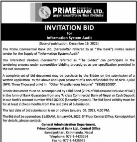 Invitation Bid for Information System Audit