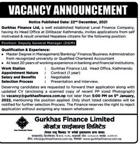 गोर्खाज फाईनान्समा कर्मचारी आवश्यकता