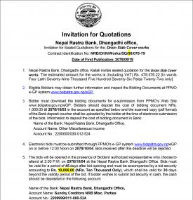 Invitation for Quotations