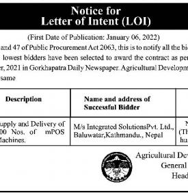 Notice for letter of intent