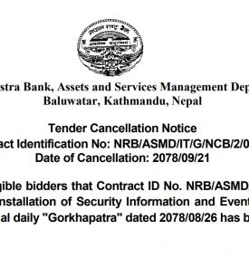 Tender Cancellation Notice