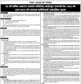 ग्लोबल आइएमई बैंकको १५ औं वार्षिक साधारण सभाको माइन्यूट सार्वजनिकबारे सूचना