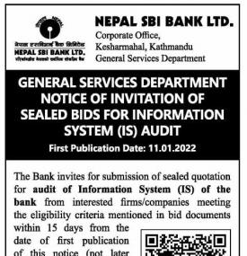 Invitation of Sealed bids for Information System Audit