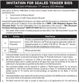 Invitation For Sealed Tender Notice