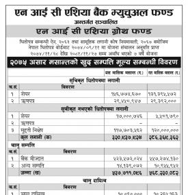 खुद सम्पती मूलय सम्बन्धी विवरण