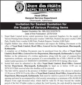 Invitation For Sealed Quotation