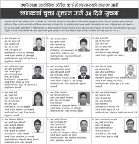 ऋणकर्जा चुक्ता भुक्तान गर्ने ३५ दिने सूचना
