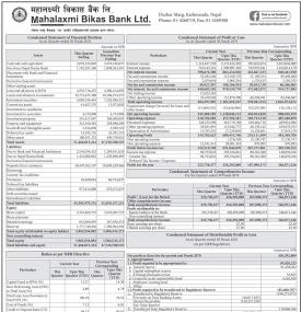 महालक्ष्मी विकास बैंकको दोस्रो त्रैमासमा  खुद मुनाफा ४५ करोड ६२ लाख
