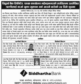 ऋीणीहरुलाई कर्जा चुत्ता गर्ने सम्बन्धी सूचना  !!!