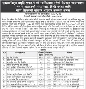 एनआइबिएल समृद्धि फण्ड १ को स्वामित्वमा रहेको शेयर लिलाम बिक्री गर्ने बारे सूचना