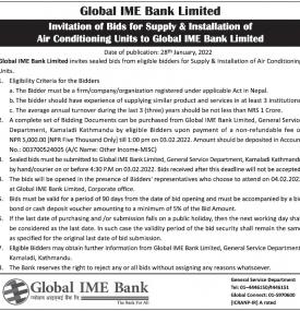 Invitation Bid for Supply & Installation of Air Conditioning Unit