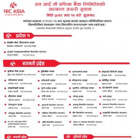 शाखा कार्यालयहरु तथा विस्तारित काउण्टरहरु बन्द रहने सम्बन्धी अत्यन्त जरुरी सूचना