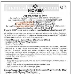 NIC ASIA बैंकमा जागिर खुल्यो- Career Opportunity