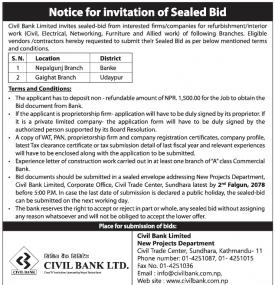 Notice for Invitation of Sealed Bids