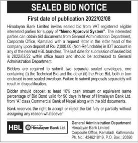 Sealed Bid Notice