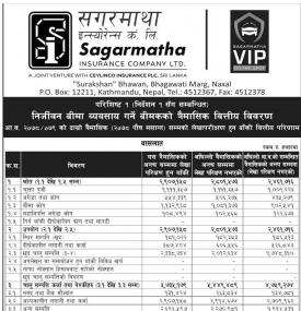 सगरमाथा इन्स्योरेन्सको खुद नाफा १७ करोड ७७ लाख रुपैयाँ