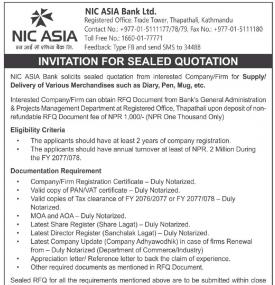 Invitation for Sealed Quotation