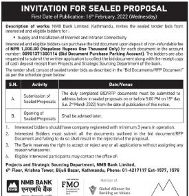 Invitaion for Sealed Proposal