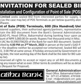 Invitation for Sealed Bid for Supply, Installation and Configuration of Point of Sale Terminals