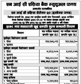 NIC Asia Capital published “NIC Asia Select - 30 (Index Fund)” NAV till Magh, 2078