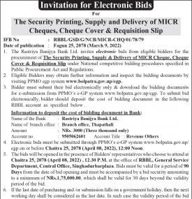Invitation for Electronic Bids 