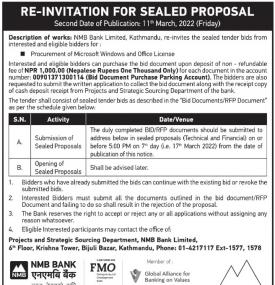 Re-Invitation for Sealed Proposal