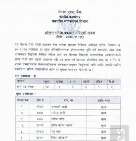 सहायक निर्देशक (अधिकृत तृतीय) पदसंख्या ३१,को अन्तिम नतिजा प्रकाशन सम्बन्धी सूचना