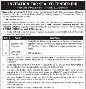Invitation for Sealed Tender Bid