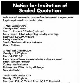Notice for Invitation of Sealed Quotation
