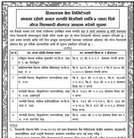 बैंकको नाममा रहेको अचल सम्पत्ति बिक्रीको लागि ७ दिने गोप्य शिलबन्दी बोलपत्र आव्हानको सूचना