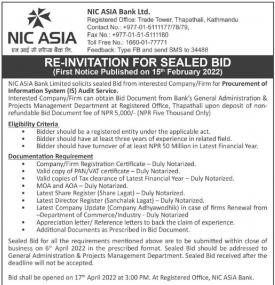 Re-	 Invitation For Sealed Bids