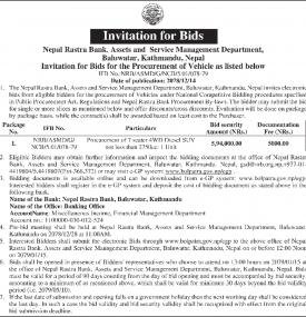 Invitation for Bid for the Procurement of Vehicle