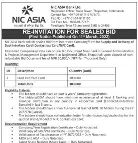 Re-Invitation for Sealed Bids