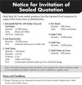 Notice for Invitation of Sealed Quotation