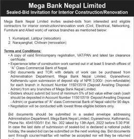 Sealed Bids Invitation for Interior Construction/Renovation