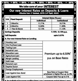 New Interest Rates on Deposits and Loans