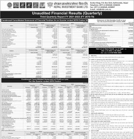 NIBL has posted a net profit of Rs 2.47 billion & published its 3rd quarter company analysis of the 
