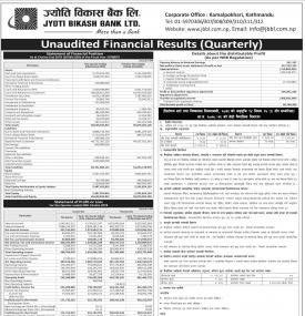 Jyoti Bikash Bank net profit of Rs 515.73 million - 3Q Report -