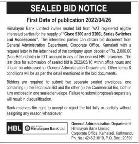 Sealed Bid Notice
