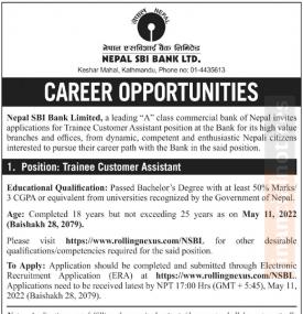 नेपाल एसबिआई बैंकमा जागिर खुल्यो