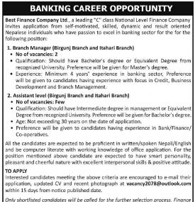 Banking Career Opportunity