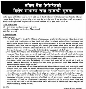 नबिल बैंकको विशेष साधारण सभा सम्बन्धी सूचना - Nabil SGM -