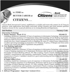 सिटिजन्स बैंकमा जागिर खुल्यो