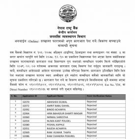 विज्ञापन नं. १०६/२०७८ अधिकृत (टाइपिष्ट, डिजाइनर तथा कम्पाइलर) करार पदको अनलाइन दरखास्त फारामको अपुग 