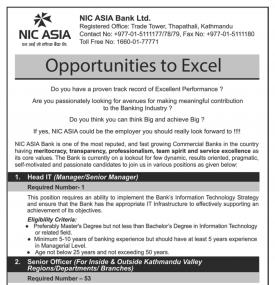 Vacancy in NIC ASIA Bank