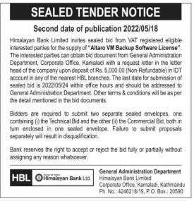 Sealed Tender Notice