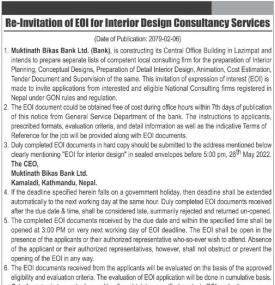 Re-Invitation of EOI Interior Design Consultancy Services