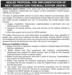 Sealed Proposal for Implementation of NGGW