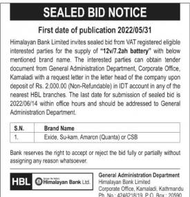 Sealed Bid Notice